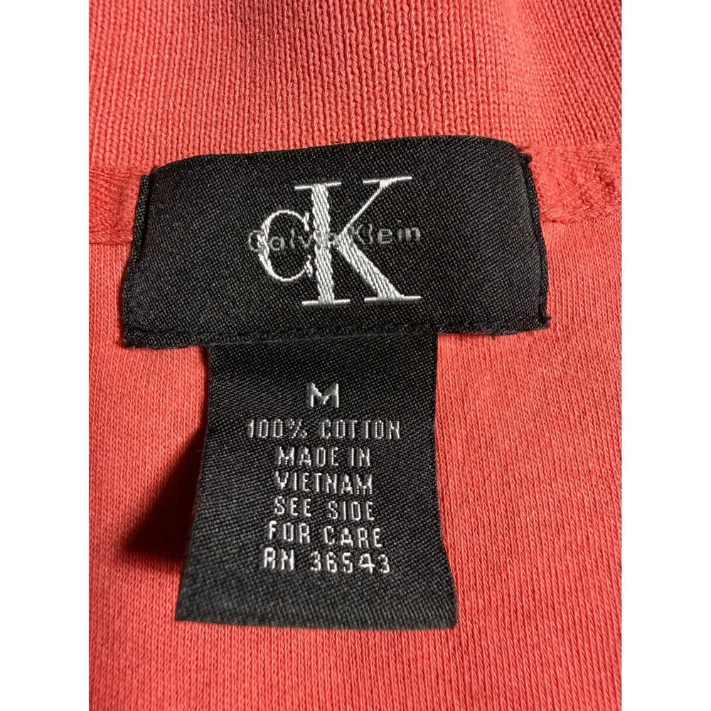 Calvin Klein Polo Shirt Men Medium Pink Good Short Sleeve Cotton CK Logo
